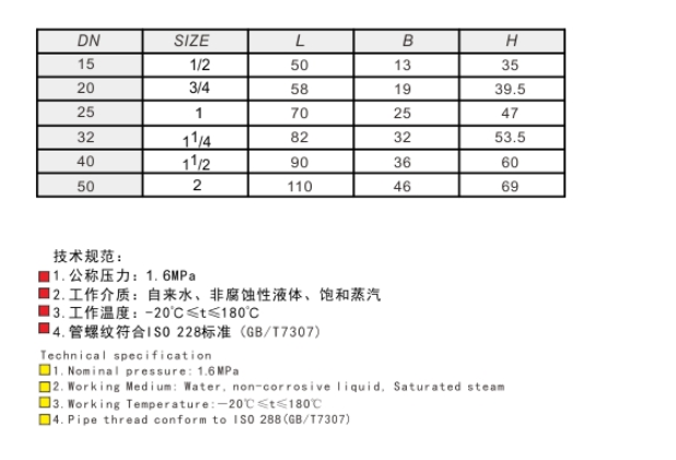 埃美柯青銅止回閥連接尺寸