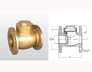 埃美柯黃銅法蘭止回閥結(jié)構(gòu)圖