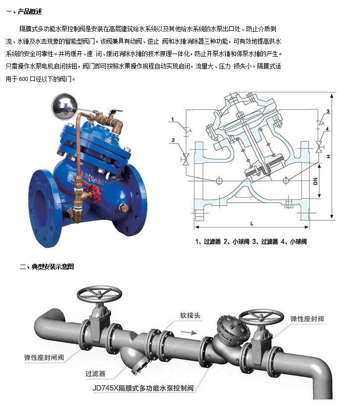 埃美柯隔膜式遙控浮球閥參數(shù)圖