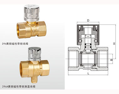 埃美柯黃銅磁性帶鎖（測溫）球閥296A
